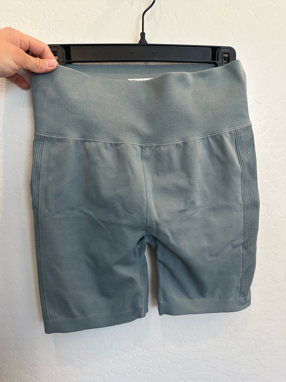 Forever 21 High-Waist Bike Shorts in Slate Blue